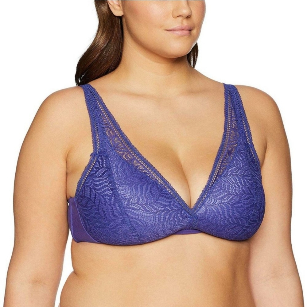 Paramour Women's Carolina Stretch Lace Wire Free Convertible Bralette, Purple